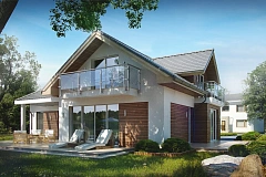 Дом в традиционном стиле &-34;L&-34;-образной формы с гаражом и фасадным окном.