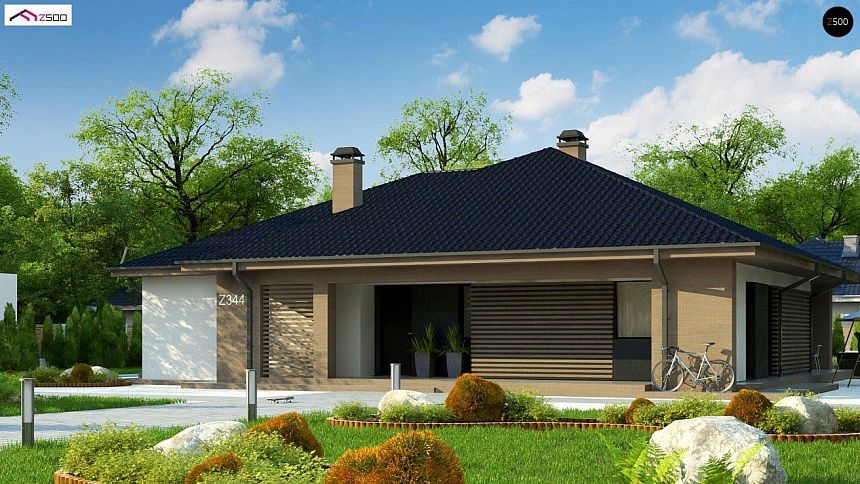 Компактный одноэтажный дом стильного дизайна