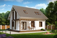 Проект каркасного мансардного дома в классическом дизайне