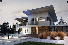 Вариант современного двухэтажного дома Zx22 с подвалом