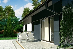 Проект одноэтажного дома традиционной формы с современным экстерьером.