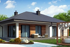 Одноэтажный комфортный дом с окнами в пол