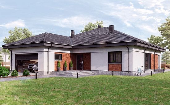 Одноэтажный дом с гаражом.<br />
