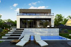 Двухэтажный современный дом в стиле модерн.