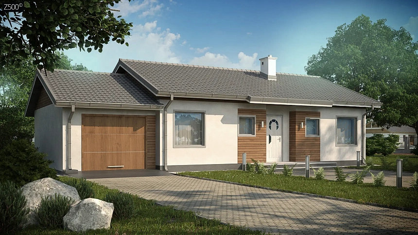 Проект Z7 с гаражом с левой стороны и измененной планировкой.