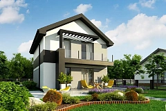 Вариант Z372 компактного двухэтажного дома для узких участков с плитами перекрытия