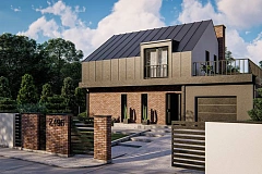 Дом с мансардой, гаражом и большой террасой