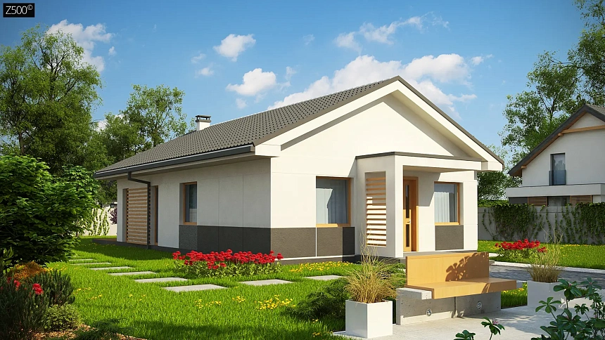 Компактный одноэтажный дом, подходящий и для постоянного проживания, и для сезонного