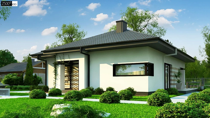 Одноэтажный уютный дом современной планировки