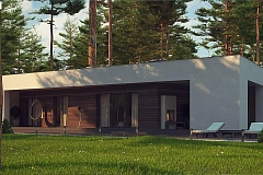 Современный одноэтажный дом с боковой террасой