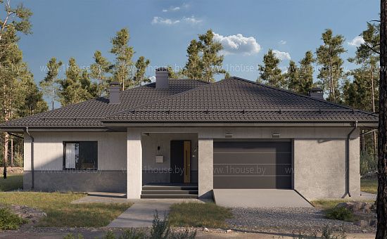 Одноэтажный дом с гаражом и 3мя спальнями.