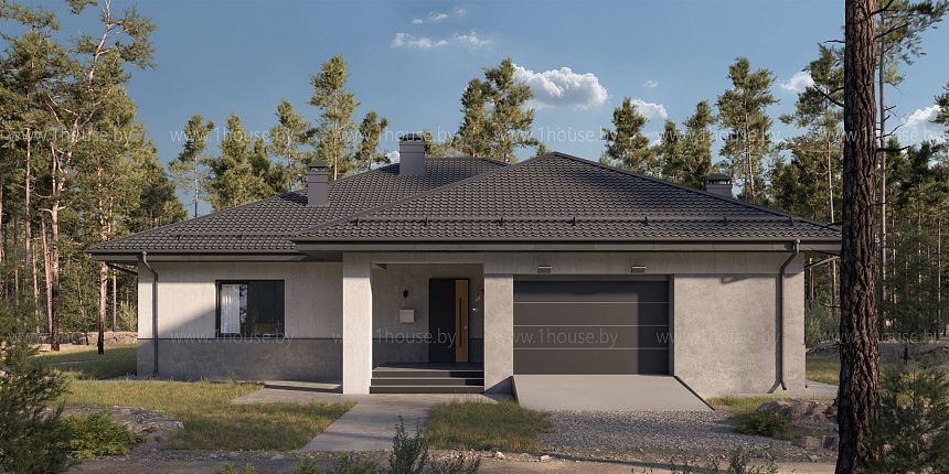 Одноэтажный дом с гаражом и 3мя спальнями.