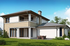Версия двухэтажного дома Zx24 c увеличенным гаражом для двух машин