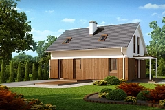 Проект дома в традиционном стиле с двускатной крышей.