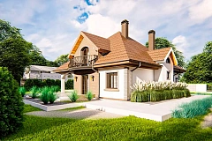 Классический мансардный дом с балконами.