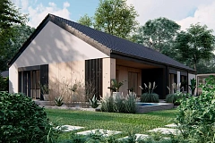 Одноэтажный дом с двускатной крышей