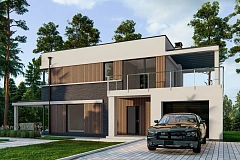 Вариант двухэтажного проекта дома Zx63B+ с плоской кровлей