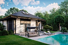 Одноэтажный дом с мансардой