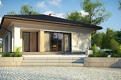 Дом для узкого участка с 4-х скатной крышей