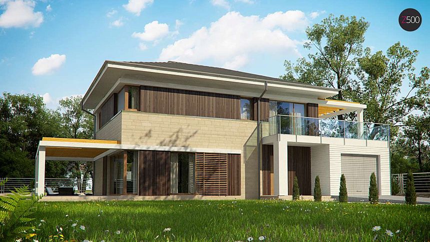 Увеличенная версия проекта современного дома Zx63 B