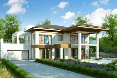 Проект стильного и просторного дома с элементами классической архитектуры.
