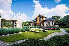 Комфортный проект дома с балконом на мансардном этаже