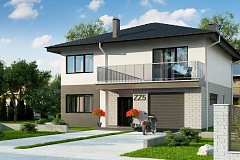 Современный двухэтажный дом с гаражом компактной формы