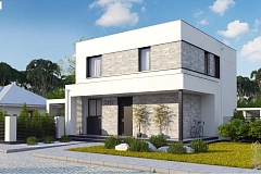 Простой аккуратный проект двухэтажного дома с плоской кровлей