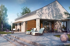 Проект небольшого одноэтажного дома простого современного дизайна.