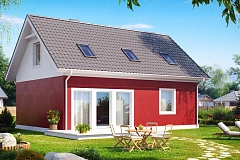 Практичный дом для небольшого участка, простой в строительстве, дешевый в эксплуатации.