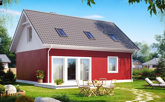 Практичный дом для небольшого участка, простой в строительстве, дешевый в эксплуатации.