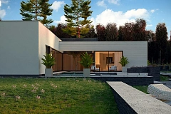 Одноэтажный дом в современном стиле&nbsp;&nbsp;с гаражом на 3 машины,&nbsp;&nbsp;с плоской кровлей