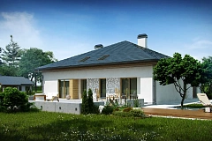 Проект просторного дома с многоскатной крышей.