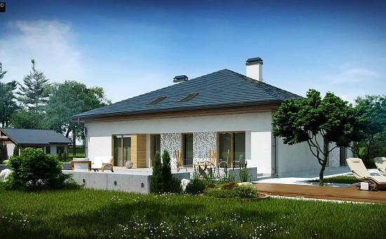 Проект просторного дома с многоскатной крышей.