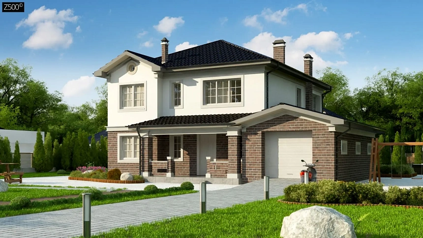 Элегантный двухэтажный дом с гаражом, с 5 спальнями