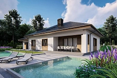 Просторный одноэтажный дом с тремя спальнями и большим гаражом.