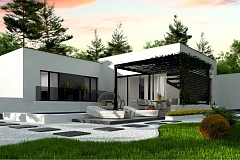 Вариант одноэтажного дома Zx141 с плоской кровлей и измененной планировкой