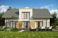 Cтильный мансардный дом с гаражом для двух машин