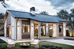 Компактный одноэтажный дом с 3мя спальнями. 