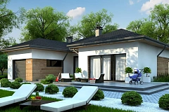 Проект комфортного одноэтажного дома в европейском стиле.