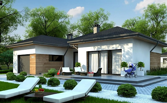 Проект комфортного одноэтажного дома в европейском стиле.