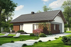 Проект уютного одноэтажного дома с двускатной кровлей