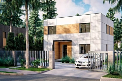 Современный двухэтажный дом с плоской крышей