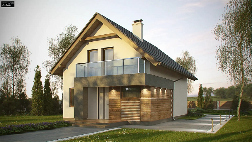 Компактный и удобный дом традиционной формы, подходящий, также, для узкого участка.