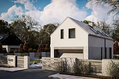 Дом с мансардой, двускатной крышей, гараж на две машины