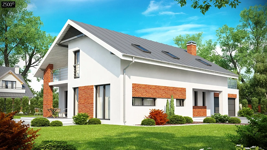 Просторный и комфортный дом со встроенным гаражом и двумя спальнями на первом этаже.