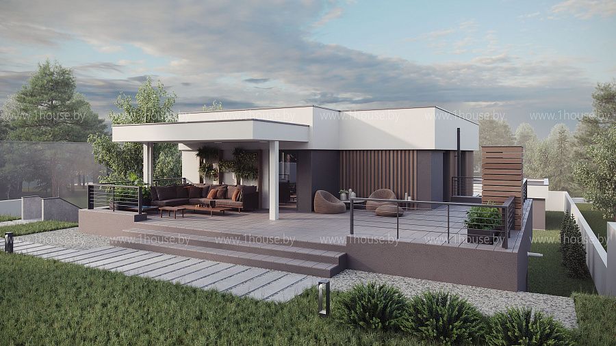 Двухэтажный дом с плоской кровлей для молодой семейной пары в деревне Мочаны, фото 2