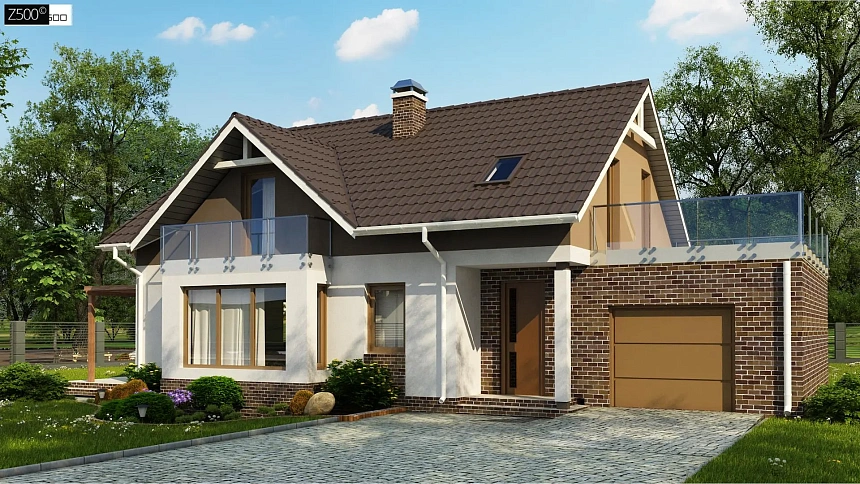 Подвариант Z128 с гаражом справа на один автомобиль