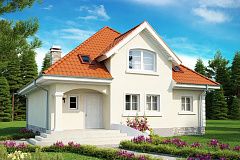 Элегантный классический дом с изящными мансардными окнами и балконами.