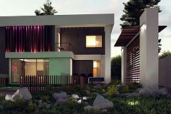 Проект дома в современном стиле с большими площадями остекления